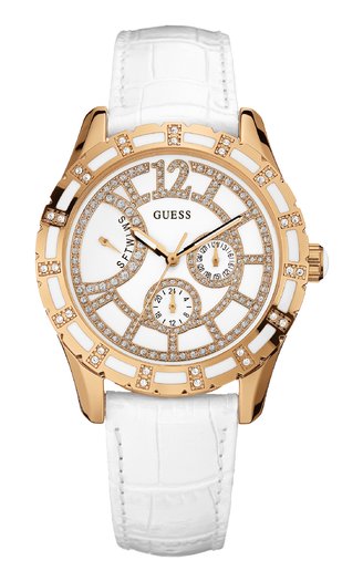 Женские часы Guess W18003L1 fashion, круглые, белые и гарантией 24 месяца