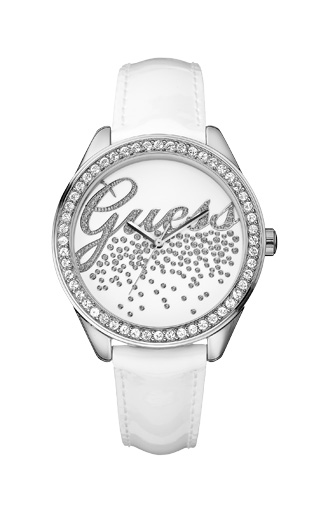Женские часы Guess W60006L1 fashion, круглые, белые с камнями и гарантией 24 месяца