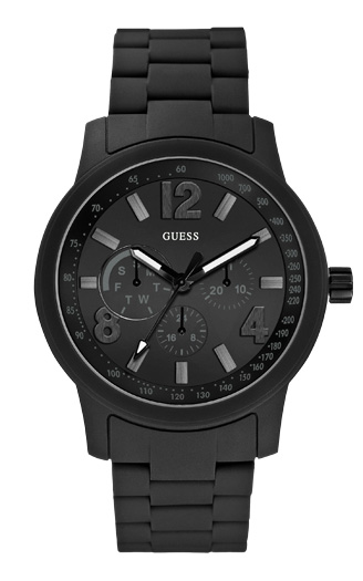 Часы мужские Guess W0185G1 спортивные, круглые, черные и гарантией 24 месяца