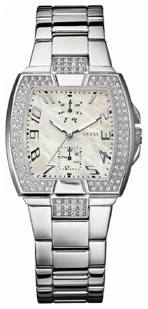 Часы GUESS W15055L1 fashion, бочка, перламутр с камнями и гарантией 24 месяца