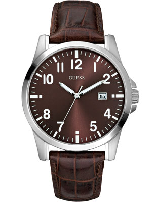 Годинник чоловічий Guess W65012G1 класичний, круглий, коричневий та гарантією 24 місяці