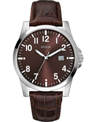 Часы мужские Guess W65012G1 классические, круглые, коричневые и гарантией 24 месяца