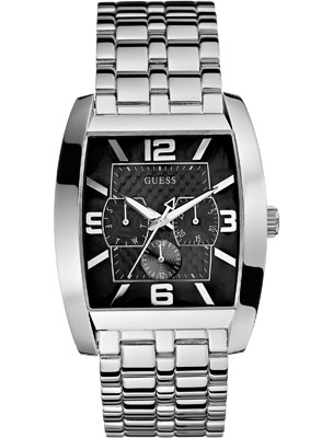 Часы мужские Guess W95015G1 классические, прямоугольные, черные и гарантией 24 месяца