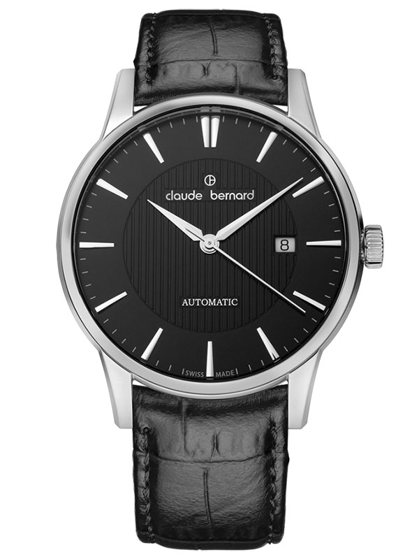 Мужские часы CLAUDE BERNARD 80091 3 NIN классические, круглые, черные и гарантией 24 месяца